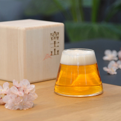 Japanese Fuji Mountain Cup Personalized Transparent Glass Cup Glassware Beer Cup Beverage Juice Cup Juice Cup Wooden Box
