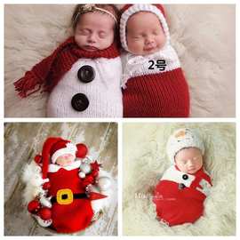 圣诞节儿童摄影服装新款2020影楼主题服饰毛线婴儿满月百天宝宝服