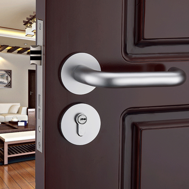 Cerradura de la puerta de estilo europeo dormitorio Mute plata dividida puerta de madera maciza manija de la habitación cerradura de la puerta interior cerradura de la puerta al por mayor cerradura