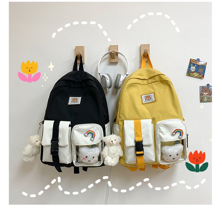 Korean Student Hit Color Backpack Soft School Bag display picture 49