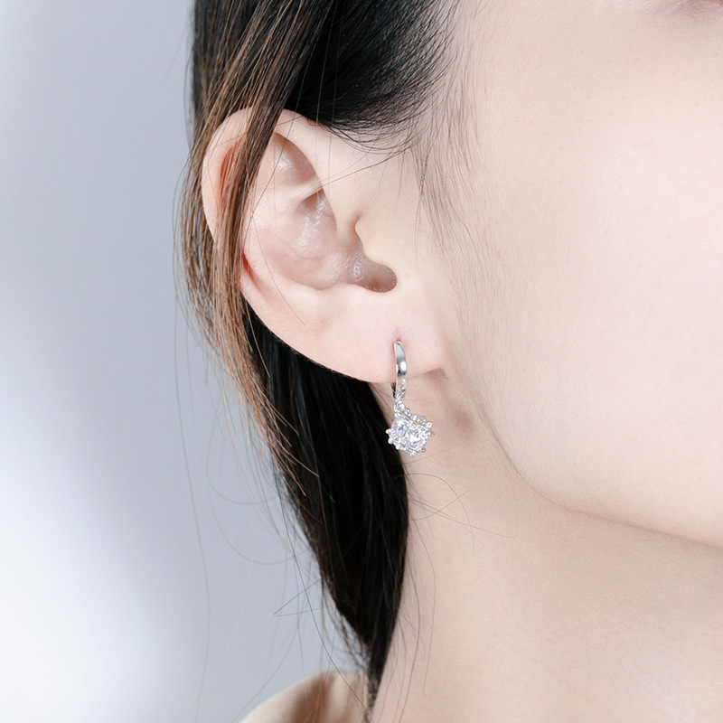 Jewelry Square Earring S925 Sterling Silver Japan And South Korea Simple Fashion Accessorie