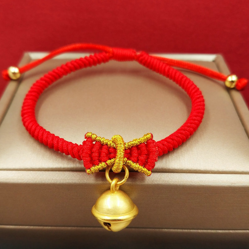 在逃公主同款手链手工手绳蝴蝶结铃铛黄金配件圣诞节红绳礼物|ms