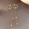 Silver needle, long earrings from pearl with tassels, silver 925 sample, internet celebrity, double wear