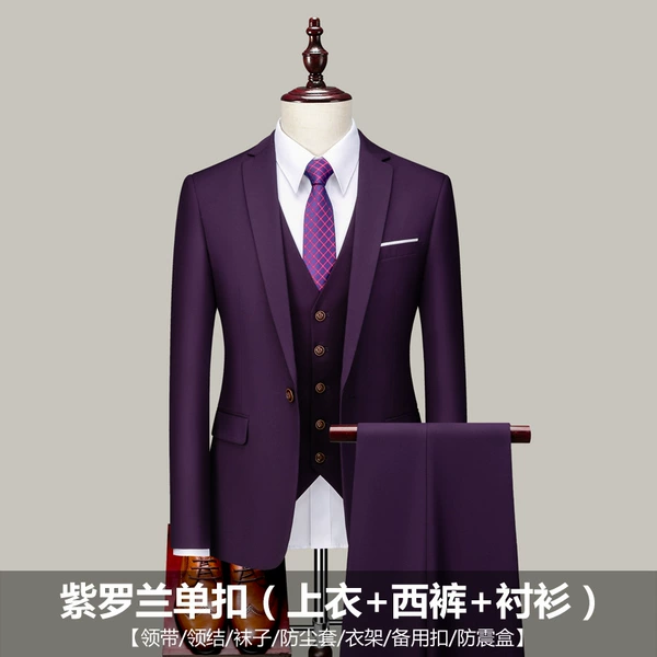 B Violet single buckle (top+trousers+shirt)
