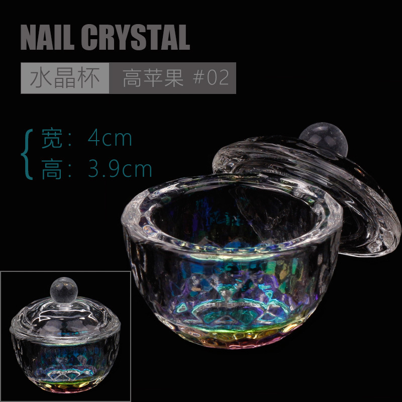 Nuevo colorido AB cristal Copa de cristal de Arte de uñas taza de cristal con tapa colorida Copa de cristal colorido Copa de cristal