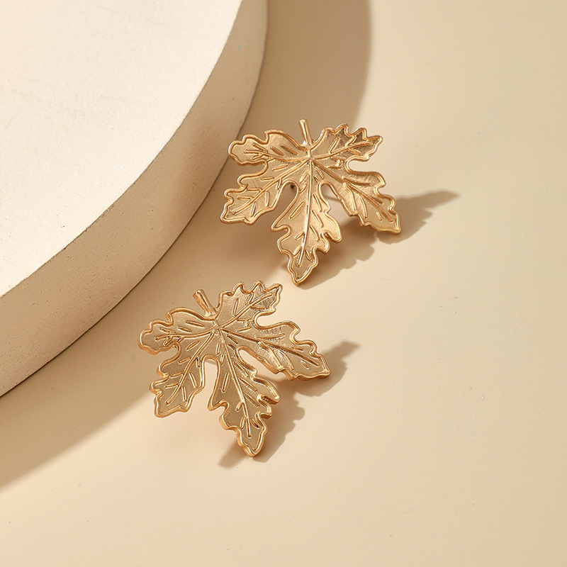 Retro Alloy Leaf Earrings display picture 5