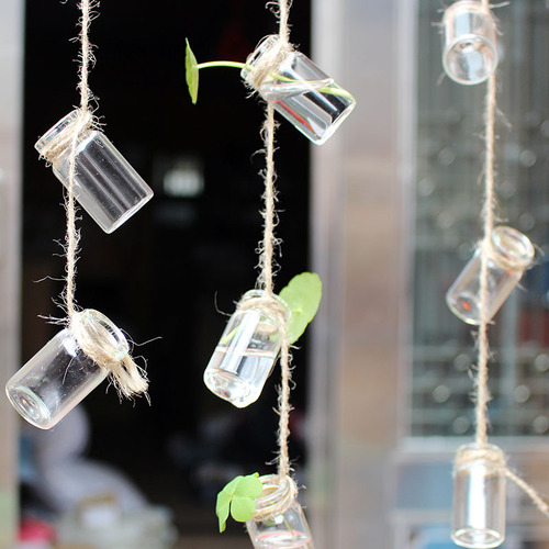ins style small hanging bottle transparent glass bottle small succulent vase mini hanging water plant flower device