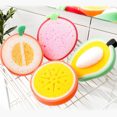 Kitchen supplies fruit style thick sponge scrub multifunctional strong decontamination cleaning dishwashing sponge wholesale