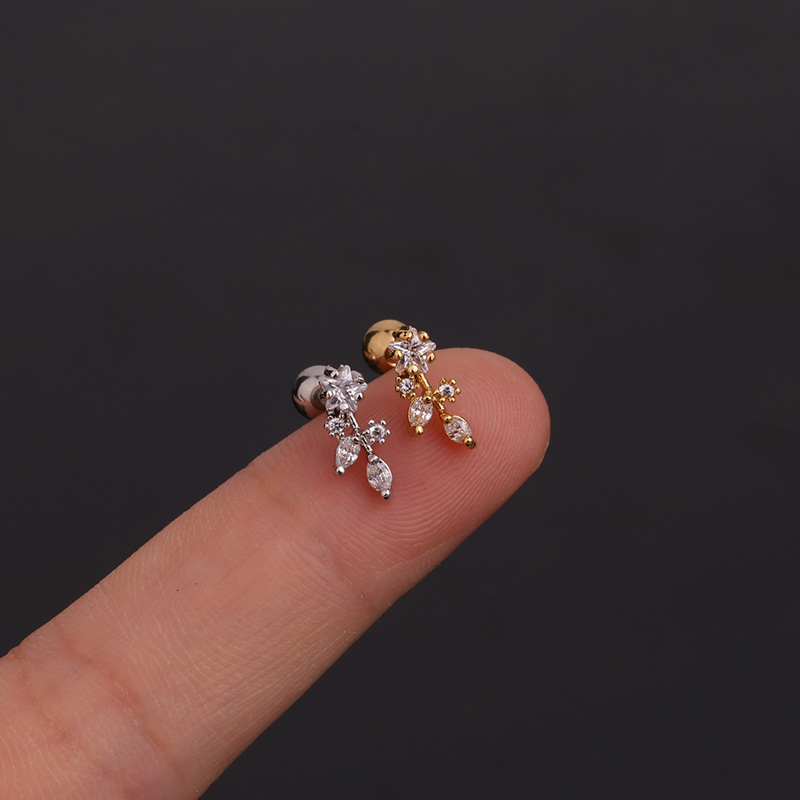 1 Pièce Dame Géométrique Zircon Incrusté Acier Inoxydable Des Boucles D'oreilles display picture 9