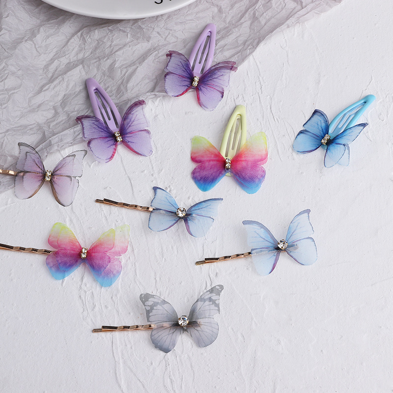 Korean  Children's Colorful Butterfly Bangs Word Clip Top Clip  Set display picture 7