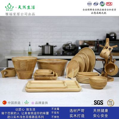 餐饮连锁系列 浅色原木风 实木餐厨具  经典热卖木器|ru