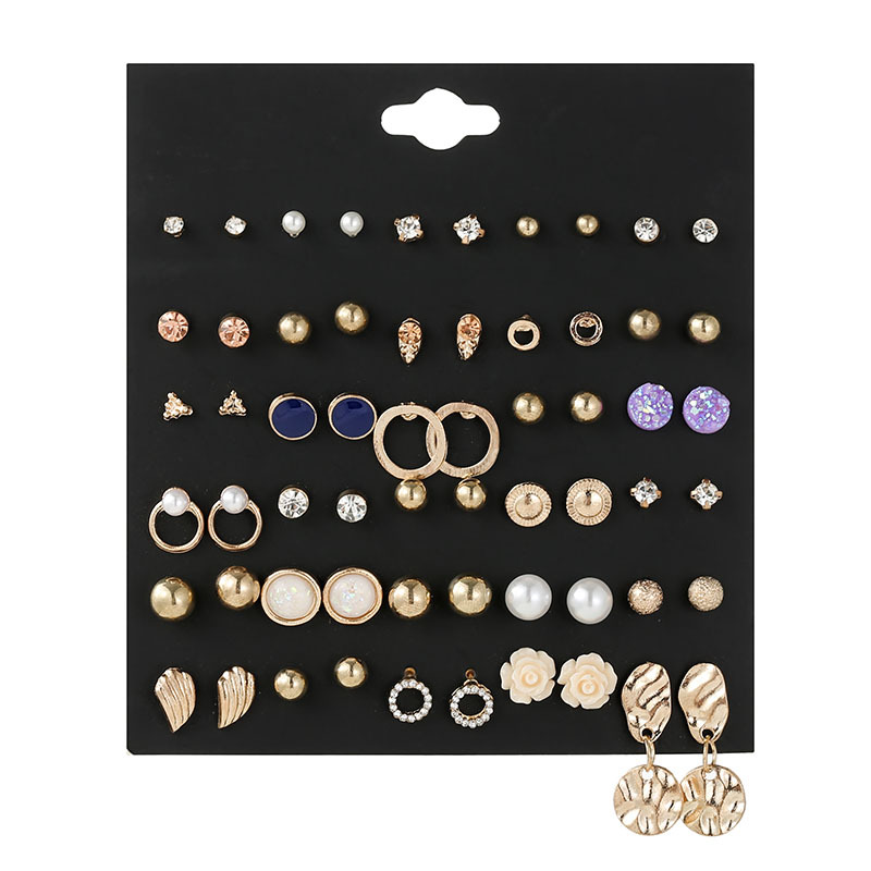 New 30 Pairs Irregular Circle Geometric Exaggerated Retro Alloy Earrings Set For Women display picture 6