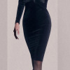 Long sleeve Hepburn style V-neck small black dress big brand high-end celebrity style dress