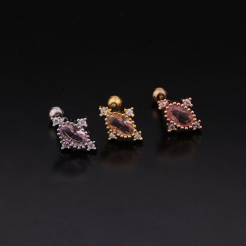 Korean  new color round zircon ear bone nails stainless steel screw earrings