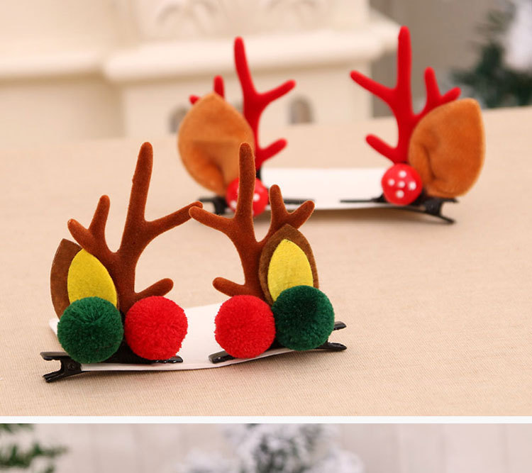 Christmas Small Gifts For Children Gift Gold Powder Antlers Mink Hair Clip Hairpin Set Headdress Christmas Head Buckle display picture 5