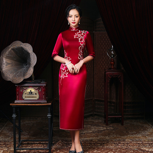 Traditional Chinese Dress Qipao Dresses for Women Wedding dress of mother-in-law