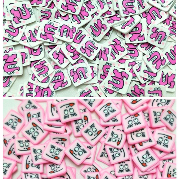 Factory direct new cartoon dinosaur crocodile Smiley square piece Soft Clay slime accessories diy handmade