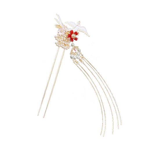 Ancient style headwear, Hanfu headwear, tassels, golden flowers, school performance hair accessories, hairpins, fresh and classical hairpins