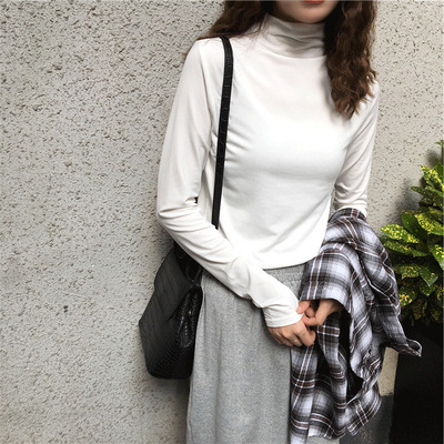 纯色半高领打底衫内搭女2020年新款洋气韩版紧身上衣秋冬长袖t恤