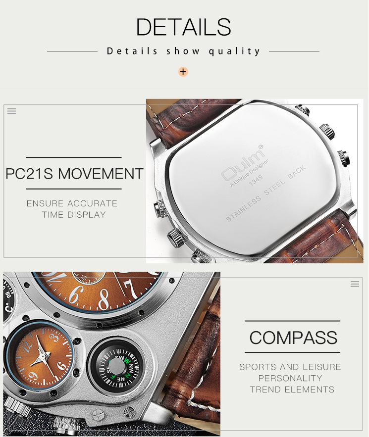 Ordinary Glass Mirror Material Retro Solid Color Buckle Quartz Watch Men's Watches