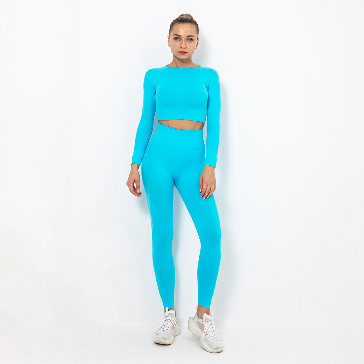 seamless knittedtight elastic hip fitness sports suit NSLX9030