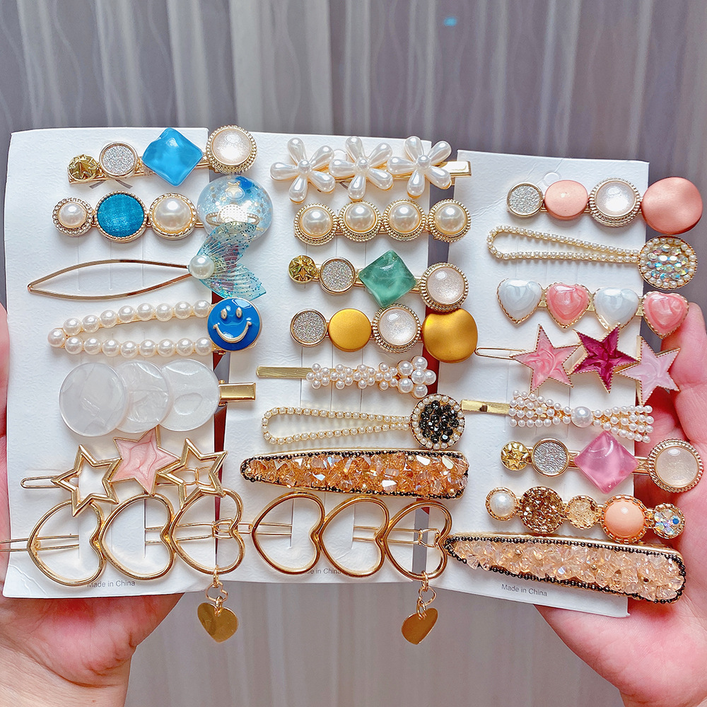 Metal Pearl Decor 8-piece Barrettes Hair Clip Set display picture 13