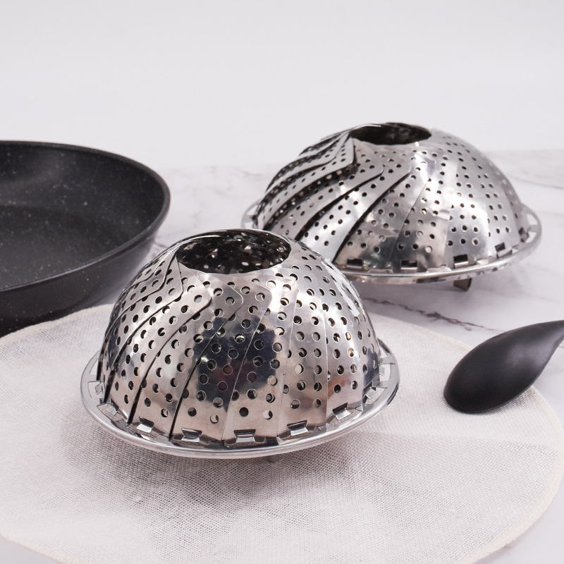网红爆款折叠蒸笼厨房不锈钢多功能通用蒸笼创意水果盘厂家直销|ms