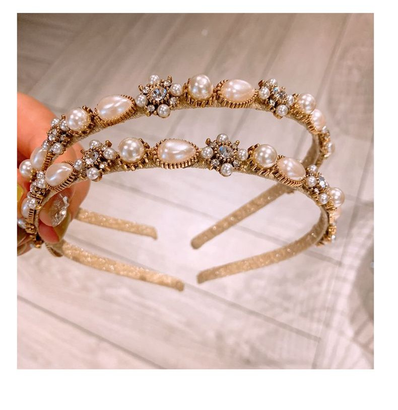 Korean New Fashion Retro Palace French Pearl Flower Cheap Headband Wholesale display picture 13