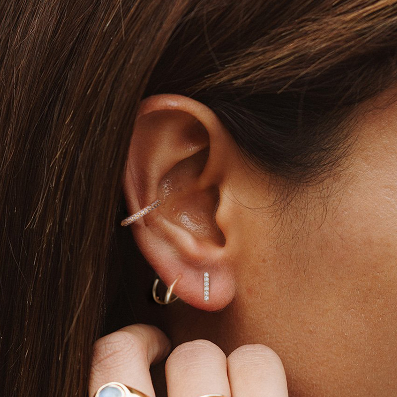 Women's Fashion Geometric Sterling Silver Zircon Ear Studs Gold Plated 925 Silver Earrings display picture 1