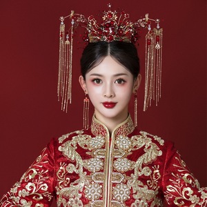 Xiuhe headdress mother style headdress red Xiuhe hairdress Gufeng headdress accessories