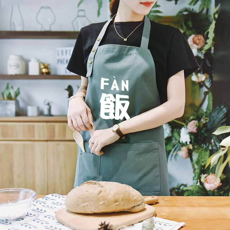 Nordic simple delantal de cocina las mujeres restaurante imprimible Ropa Trabajo sobretodo algodón cintura impermeable hogar impreso logo