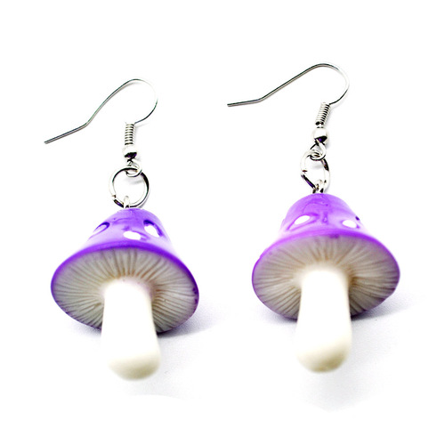 2 pairs Simple and sweet mushroom earrings for women girls simulation mushroom earrings Japanese and Korean earrings