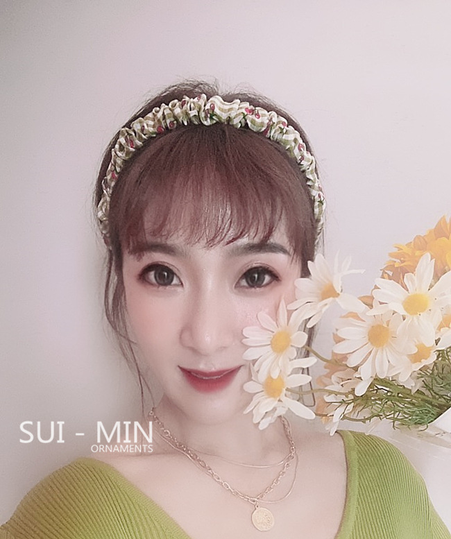 Korean Fashion Plaid Fold Headband Wave Color Cute Little Daisy Flower Thin Edge Headband Head Buckle Hair Hole Headdress display picture 30