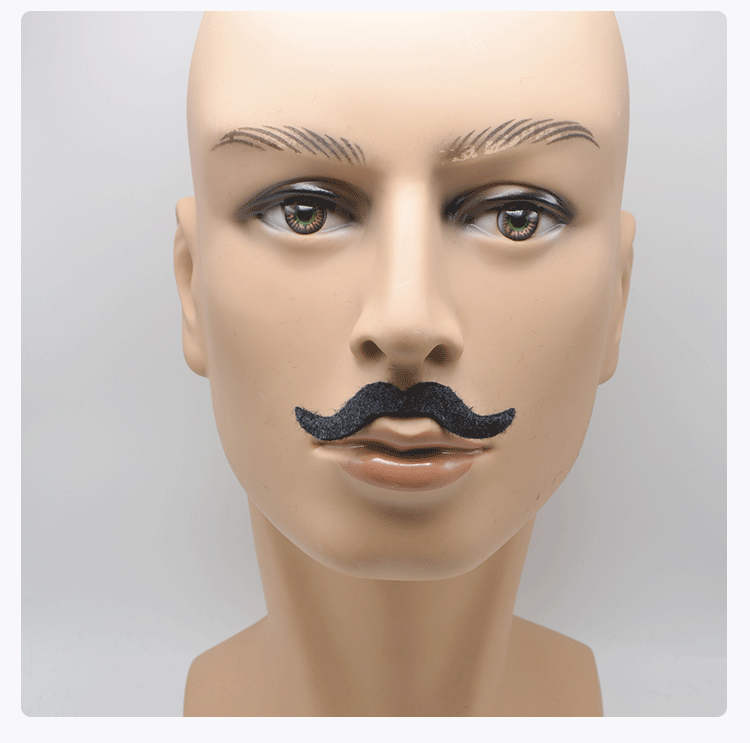 Cross-border foreign trade export dance party costume props for men and women, fine beard simulation black and pink figment-shaped beard toys detail image 5