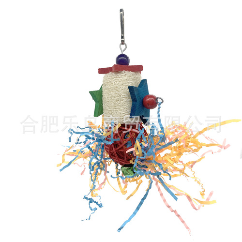 3 pcs Parrot Toy Bird Toys Vine Ball Bamboo Net Brushed Grass Chewing Toys Paper Fiber Grass Fiber Chewing Toys
