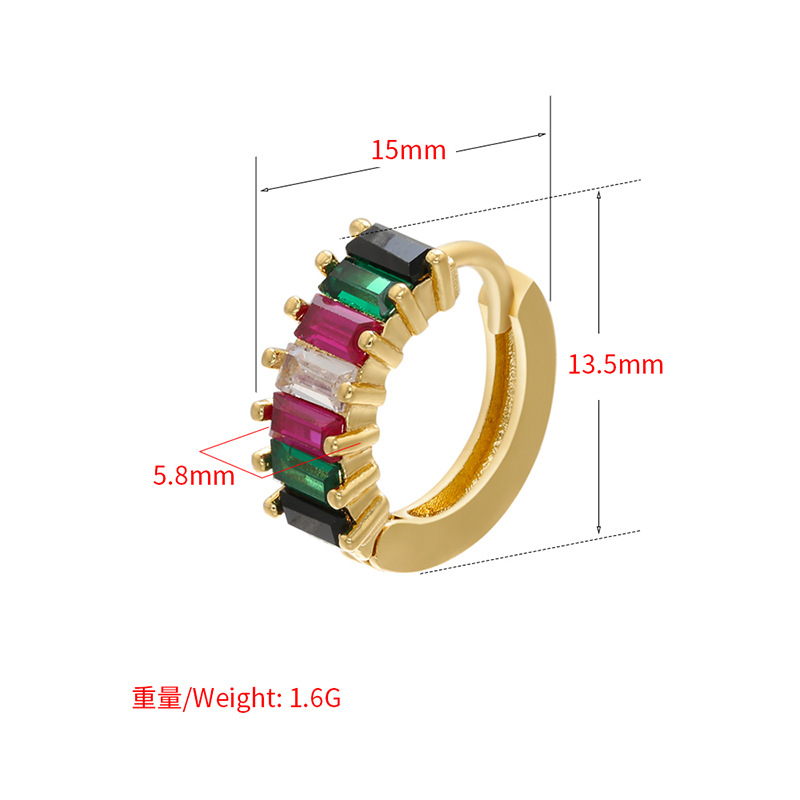 Rectangular Colored Diamond Fashion Earrings Wholesale Jewelry Nihaojewelry display picture 6