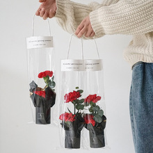 小號手提袋透明花袋單支玫瑰花束包裝袋迷你花束抱抱桶鮮花袋