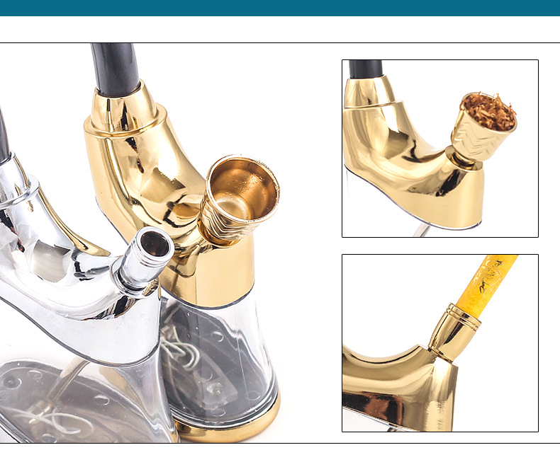 Description Picture 4 of item2024 New Water Pipe Portable LED Mini Hookah Shisha Cigartette Smoking Pipes Men Gift