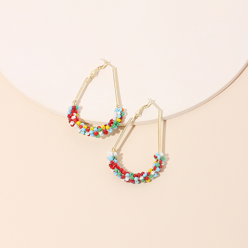 9g Weight Earrings Classification Wedding, Travel, Birthday, Festival Occasion Women'S Gender Bohemian Style Fashion Geometric Rice Beads Bohemian Style Wrap Retro Earrings 4