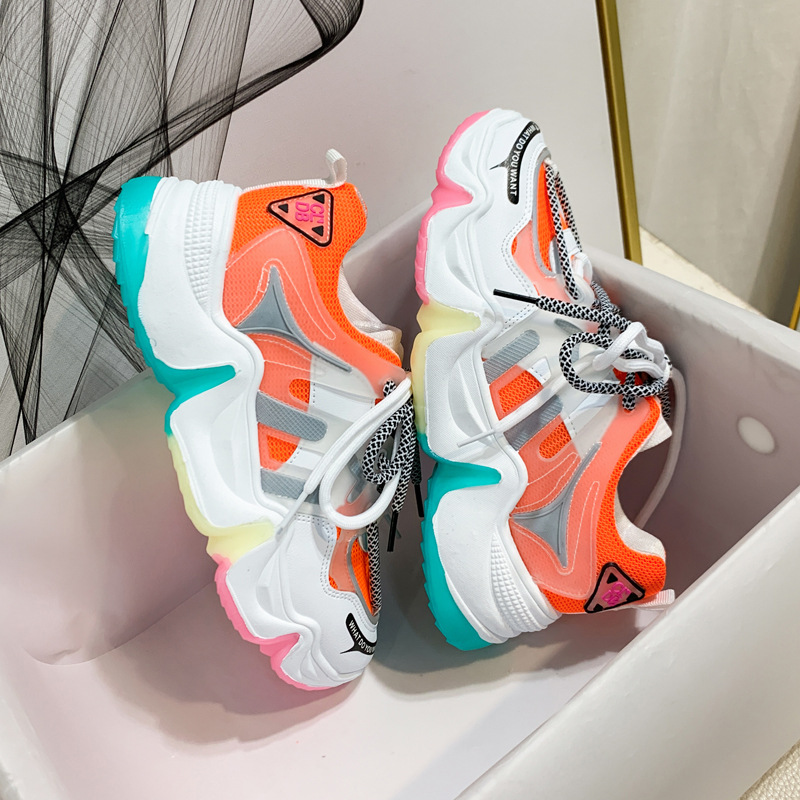 Groupe purchase 49.9 summer new pattern Net surface Frenum Muffin bottom Women's Shoes The thickness of the bottom Rainbow Shoes Single shoes Color matching Diddy