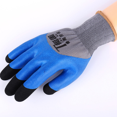 厂家直销非一次性浸胶手套 透气强指耐磨防滑手套 工业手套批发|ru