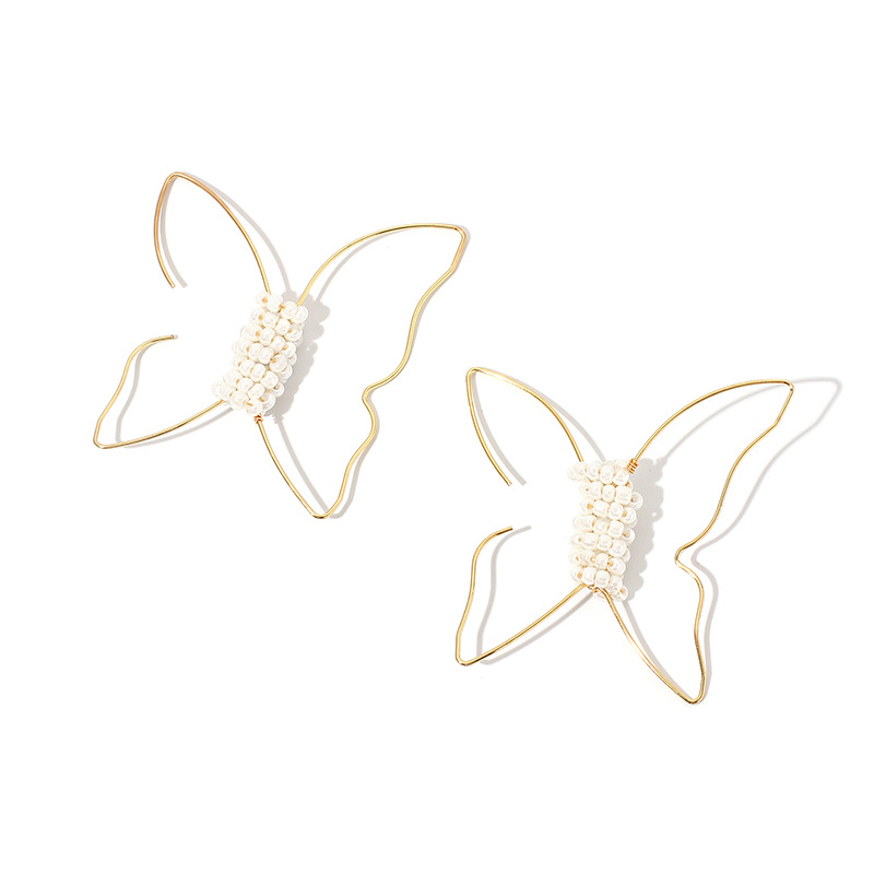 Fashion Hot Sale Simple  Line Butterfly Rice Bead Earrings  For Women Nihaojewelry display picture 5