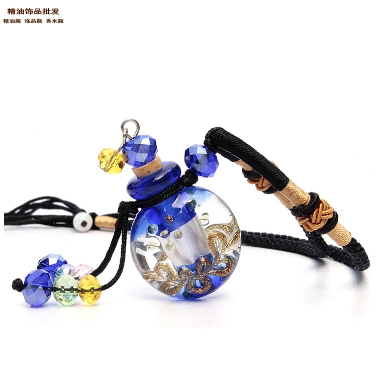 中国精油饰品网蓝色扁圆双扣绳巴洛克琉璃瓶项链4.jpg