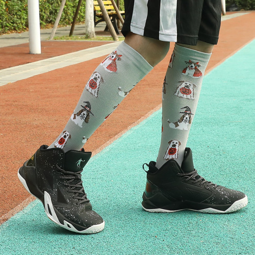 Cross-border socks spring and autumn new mid-calf socks couples pressure socks Halloween pumpkin skull men's socks wholesale