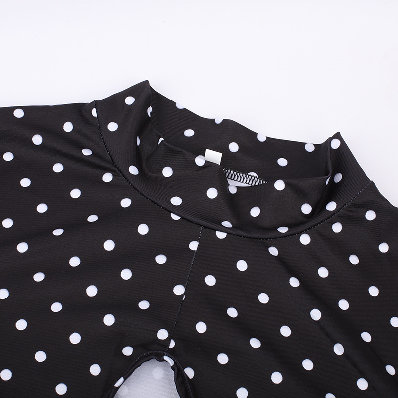 polka dot sexy long-sleeved short tops NSMEI50859