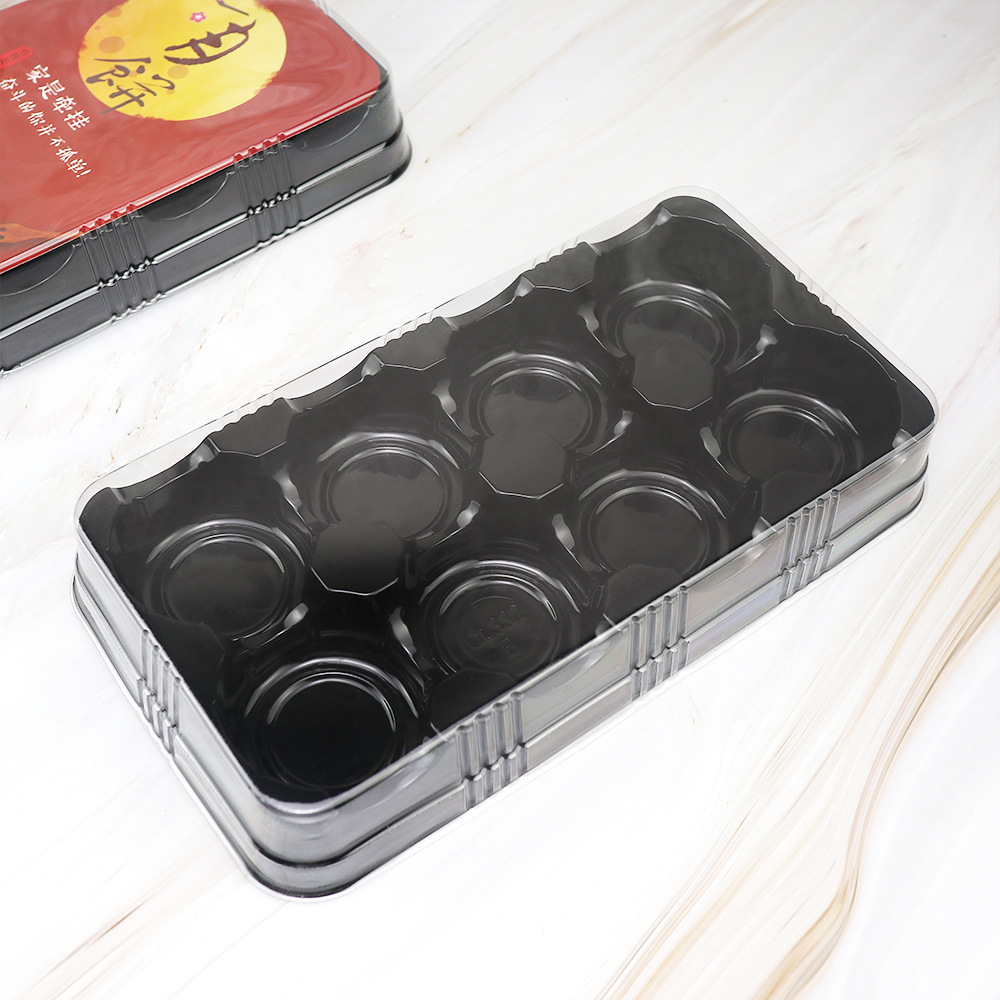 Caja de embalaje de pastel de luna, 8 cápsulas de pastel de luna, pastel de frijoles verdes, caja de plástico transparente, horneado, caja de embalaje desechable, punto occidental