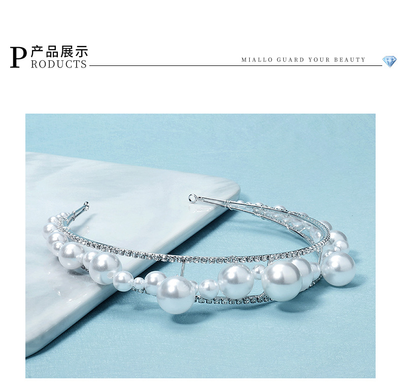 Bridal Ornament Korean Retro Photography Headdress Handmade Rhinestone Wide Brim Hair Pressing Hair Accessories Wedding Dress Pearl Headband display picture 4