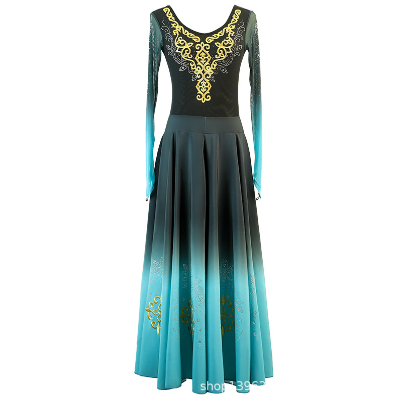 Xinjiang uygur ropa de baile ropa de rendimiento femenino Yi arte étnico examen práctica danza falda grande swing falda traje