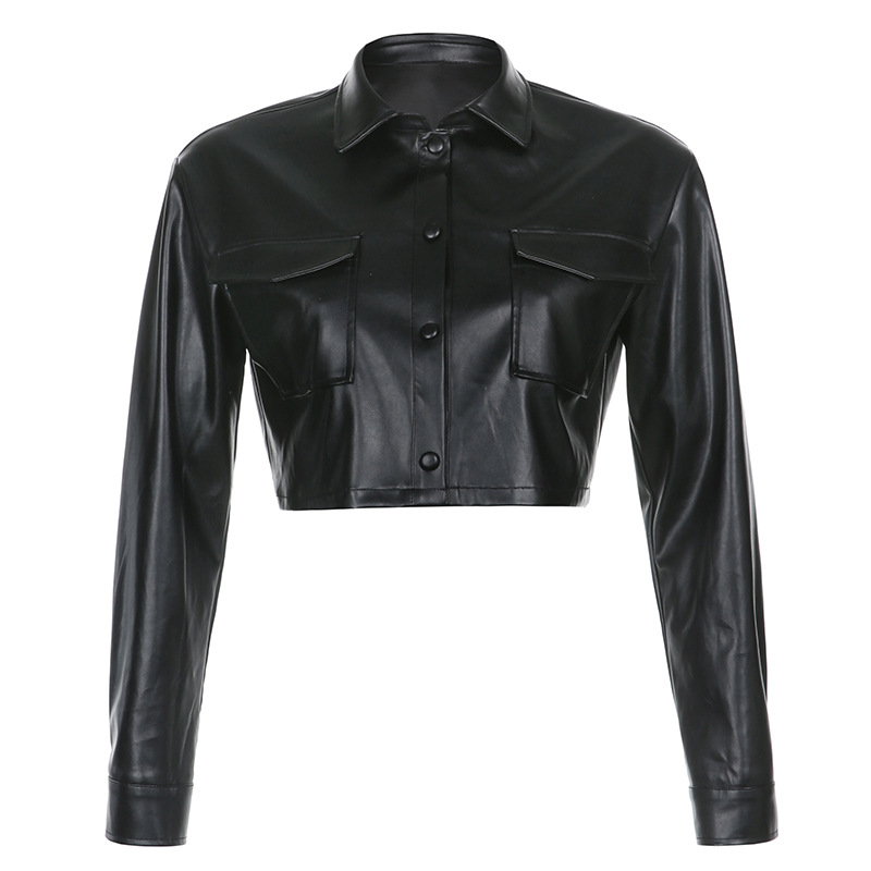 pu imitation leather loose single-breasted jacket Nihaostyles wholesale clothing vendor NSSSN75218