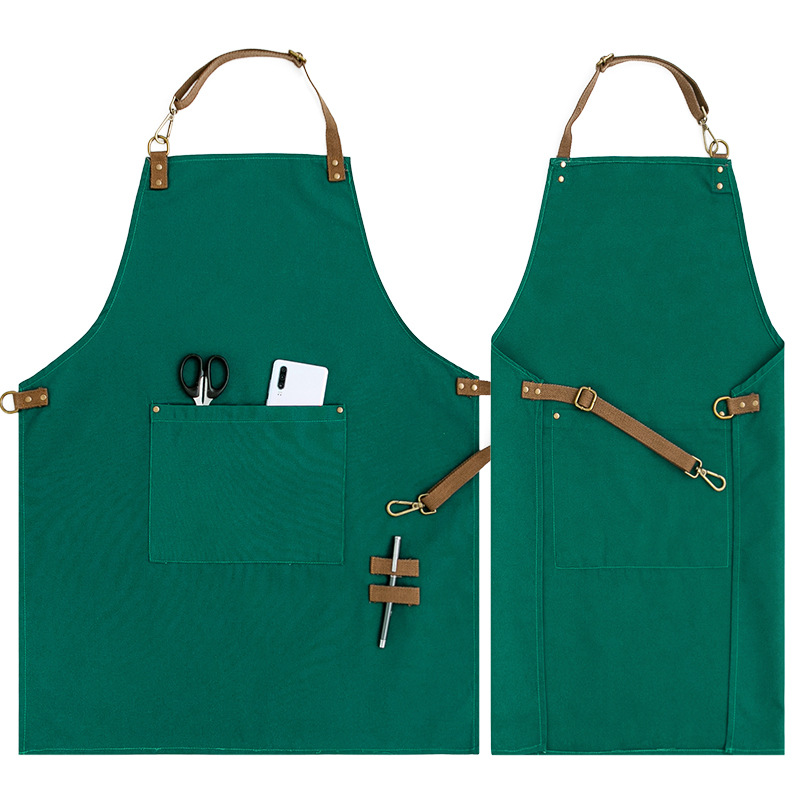 Delantal de mezclilla barista de estilo japonés logotipo personalizado impresión restaurante floral leche tienda de té Barber ropa de trabajo circunferencia del cuerpo